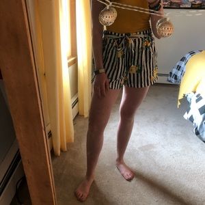 Floral striped flowy shorts